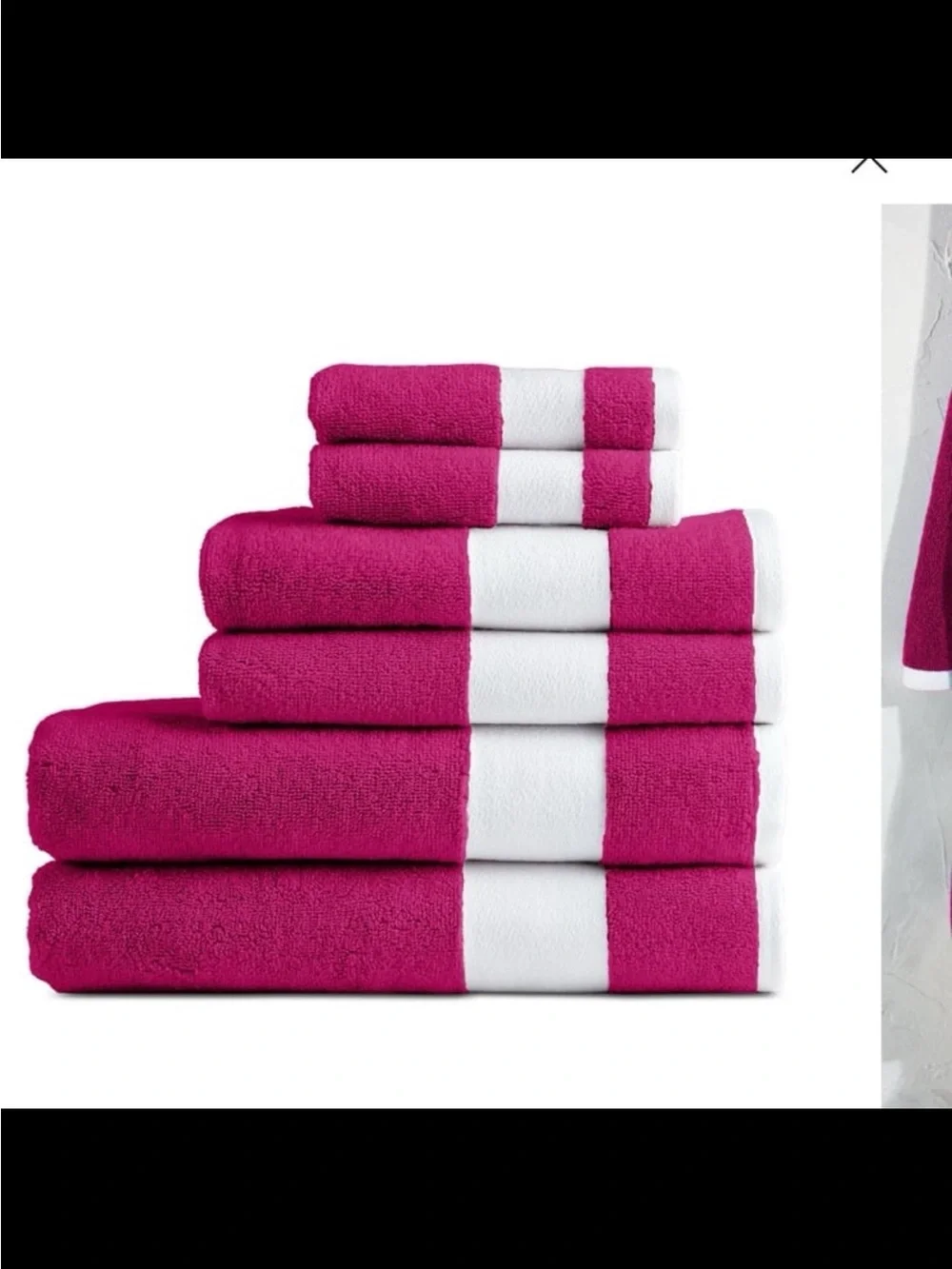 NWT Lacoste heritage sport strip logo cotton 6pc bath towel set color magenta